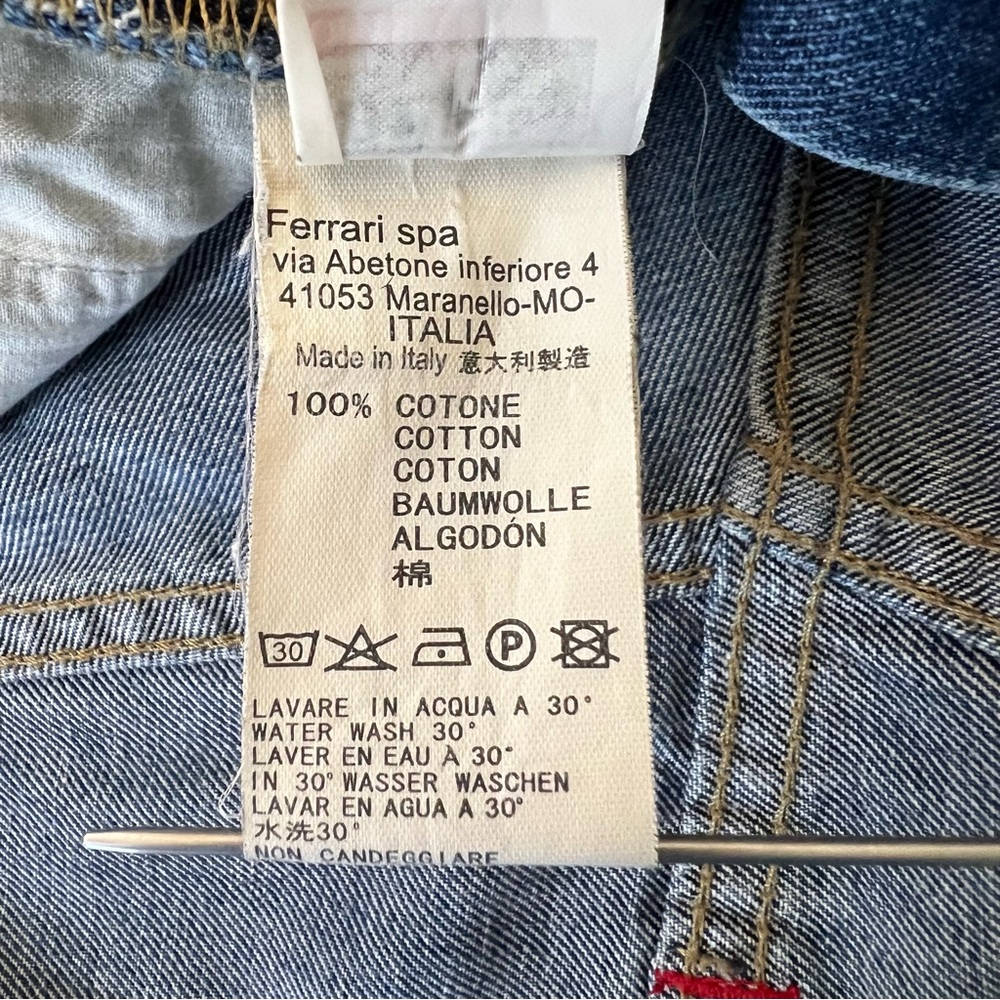 VTG Ferrari Button Fly Blue Denim Jeans‎ Leather Logo Italian Mens 33x30.5 IT 50 - Picture 8 of 16